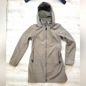 Eddie Bauer Size XS Gray-Tan Khaki Light Utility Jacket Fleece hooded & …